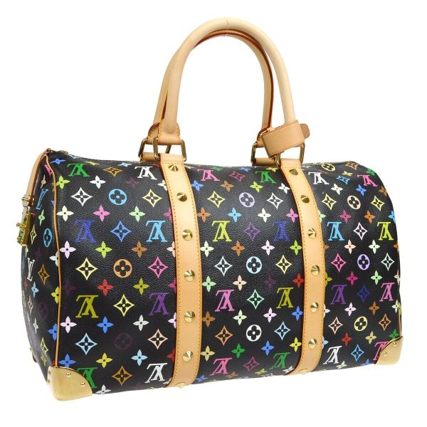 2 Louis Vuitton Keepall 45 Travel Handbag Monogram Multicolor black