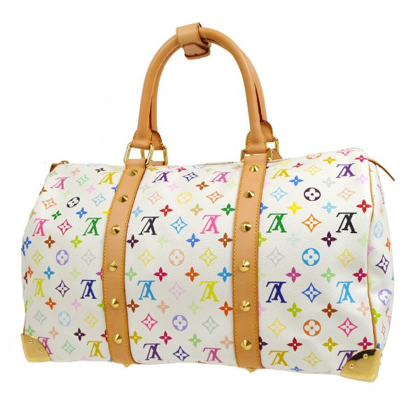 2 Louis Vuitton Keepall 45 Hand Bag Blanc Monogram MultiColor white