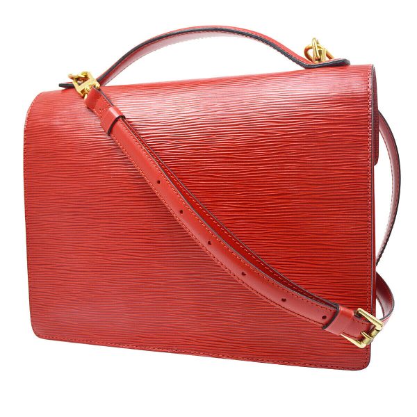 2 Louis Vuitton Monceau 28 2way Hand Bag Satchel Red Epi