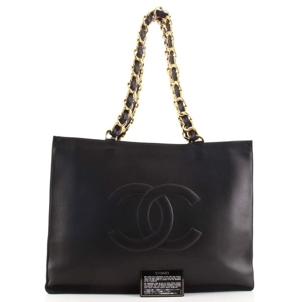 2 Chanel Vintage CC Chain Tote Lambskin Large Black