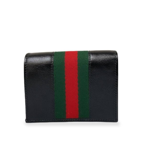 2 Gucci Raja Chain Compact Wallet Mini Leather Black