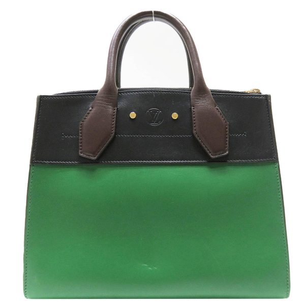 2 Louis Vuitton City Steamer PM Calfskin Leather Shoulder Handbag Green Black