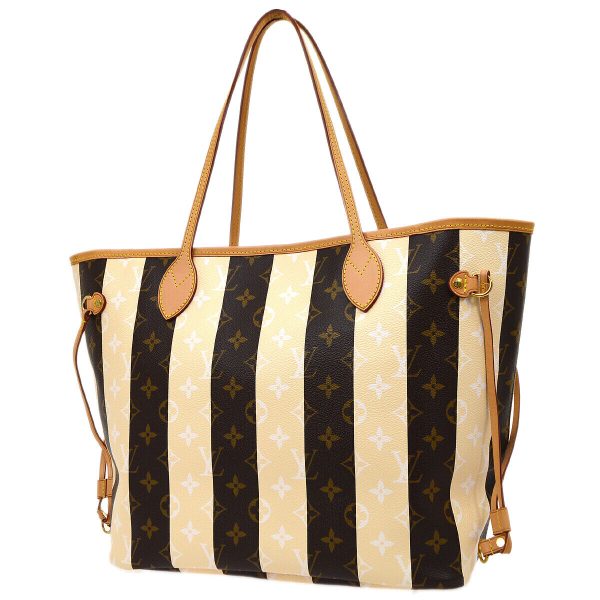 2 Louis Vuitton Neverfull MM Hand Tote Bag Monogram Rayures