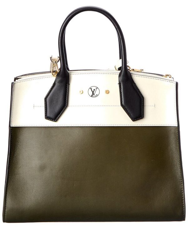 2 Louis Vuitton Green Calfskin Leather City Steamer MM