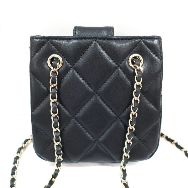 2 Chanel Chain Pochette Matelasse Black Shoulder Pouch