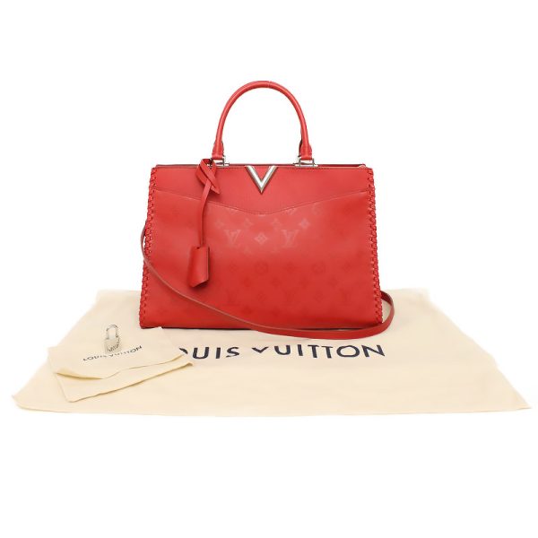 2 Louis Vuitton Monogram Very Zip Tote 2WAY Bag Ruby Red Ladies