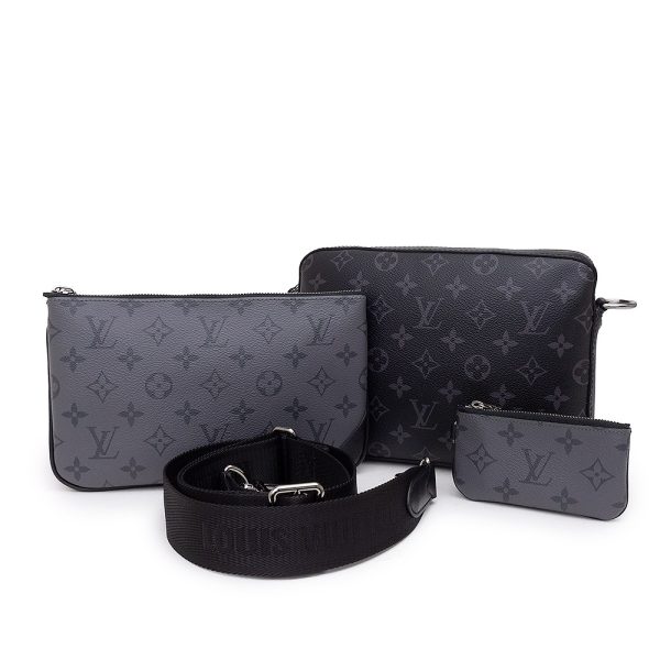 2 Louis Vuitton Monogram Eclipse Trio Messenger Crossbody Black