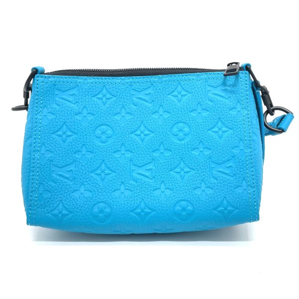 2 Louis Vuitton Triangle Monogram Implant Messenger Shoulder Bag Blue