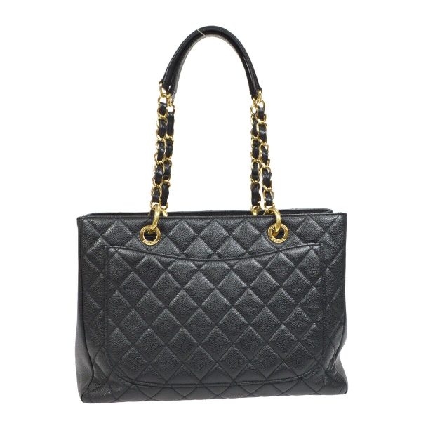 2 Chanel Grand Shopping Chain Black Leather Tote Bag Handbag