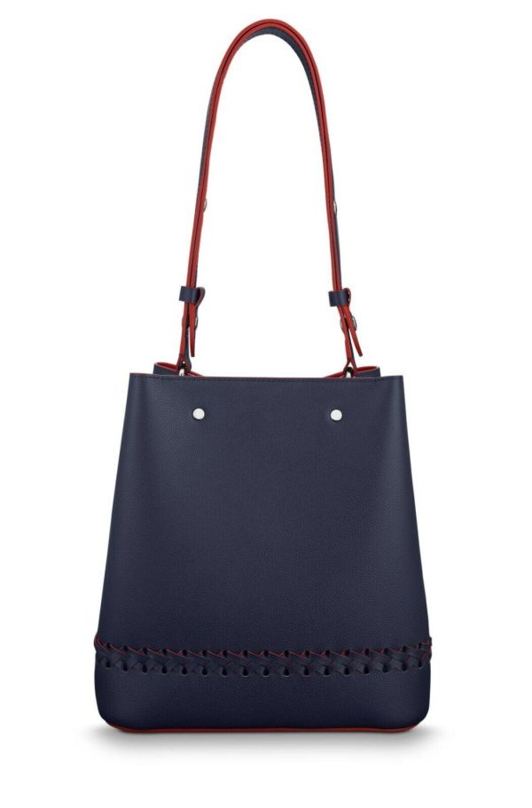 2 Louis Vuitton Lockme Bucket Navy Blue Calfskin Leather Drawstring Shoulder Bag