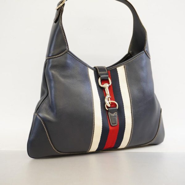 2 Gucci Hardware Leather Navy Gold Shoulder Bag