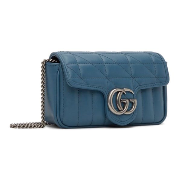 2 Gucci Super Marmont Mini Blue GG Shoulder Bag