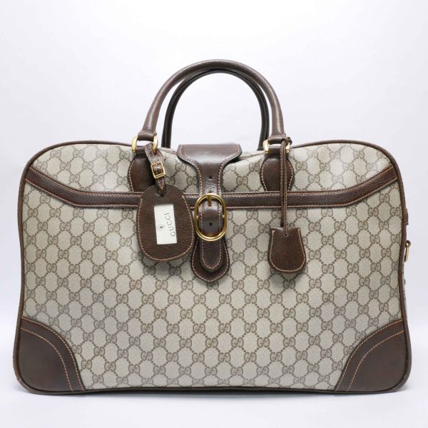 3 Gucci Gold Hardware GG Pattern Push Lock With Shoulder Strap Pigskin Boston Bag