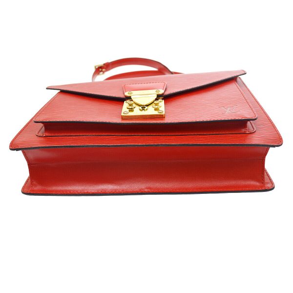 3 Louis Vuitton Monceau 28 2way Hand Bag Satchel Red Epi