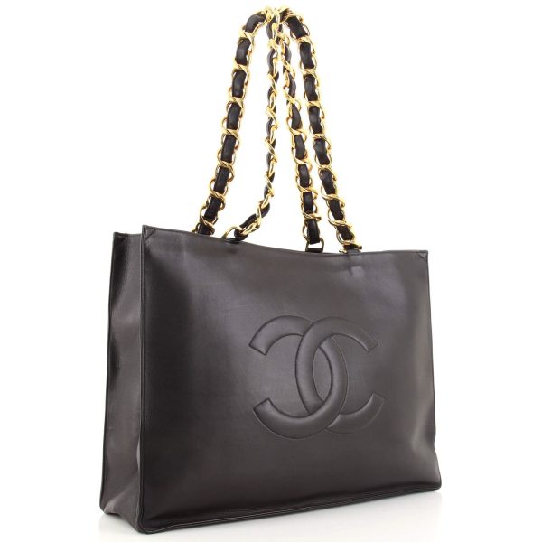 3 Chanel Vintage CC Chain Tote Lambskin Large Black
