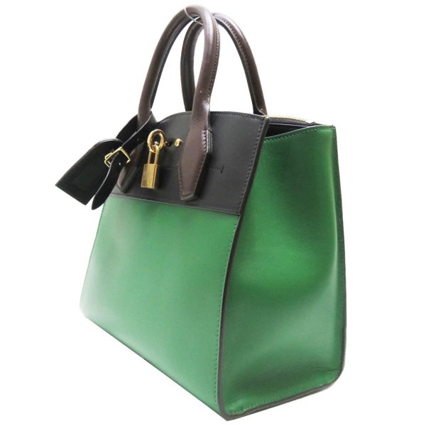 3 Louis Vuitton City Steamer PM Calfskin Leather Shoulder Handbag Green Black