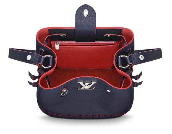 3 Louis Vuitton Lockme Bucket Calfskin Navy Blue Red Leather