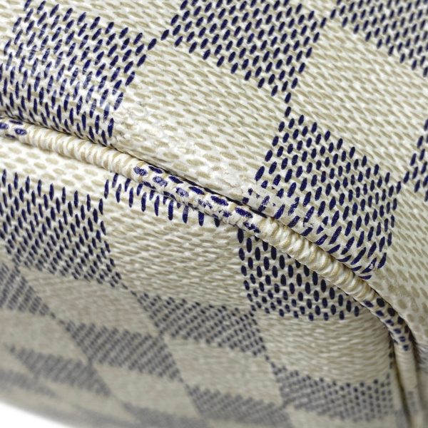 3 Louis Vuitton Neverfull MM Handbag Tote Bag Damier Azur White