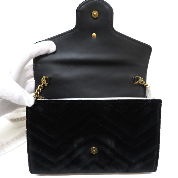 4 Gucci Marmont Velor Leather Black GG Mini Bag Shoulder Bag