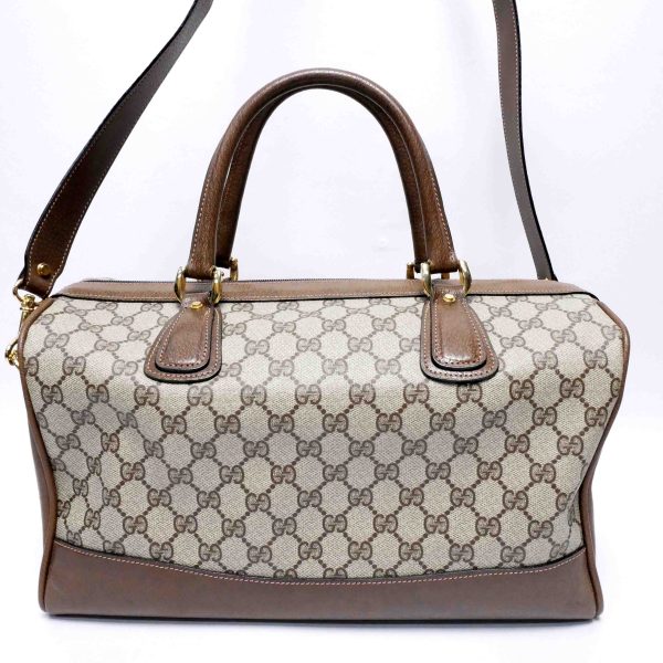 4 Gucci Gold Metal Fittings Pigskin Brown Beige GG Boston Bag