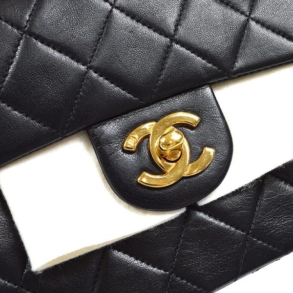 4 Chanel Classic Flap Mini Square Chain Shoulder Bag Black Lambskin