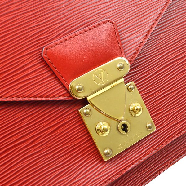 4 Louis Vuitton Monceau 28 2way Hand Bag Satchel Red Epi