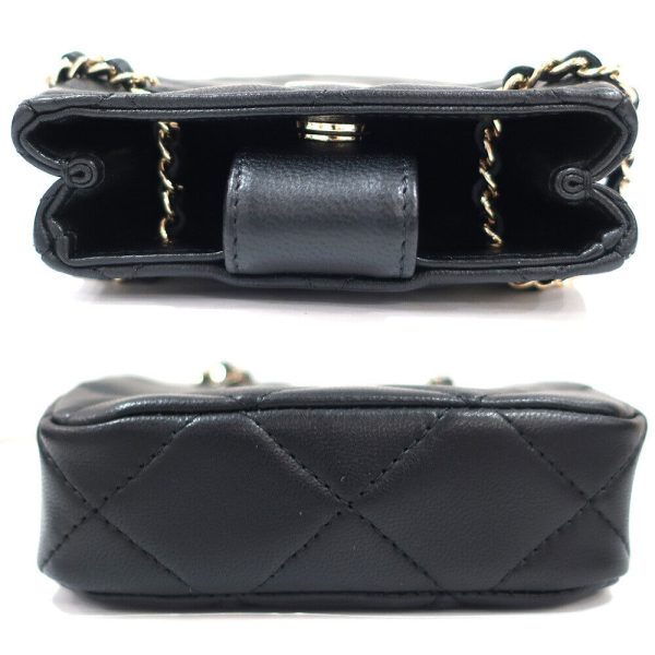 4 Chanel Chain Pochette Matelasse Black Shoulder Pouch