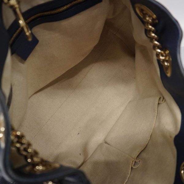 4 Gucci Soho Hardware Chain Shoulder Leather Navy Gold Shoulder Bag