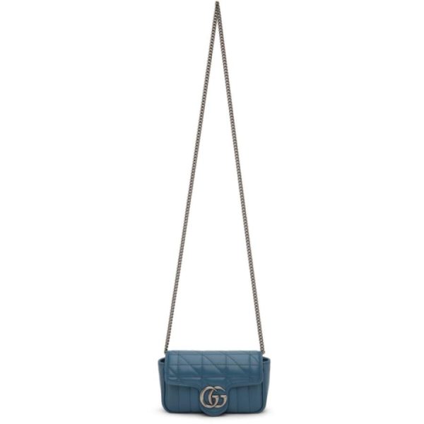 4 Gucci Super Marmont Mini Blue GG Shoulder Bag