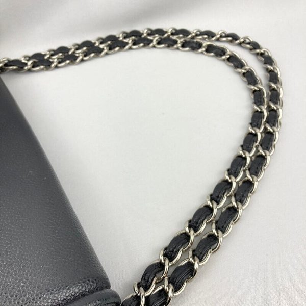 5 Chanel Half Moon Chain Shoulder Bag Black Silver Hardware Caviar Skin