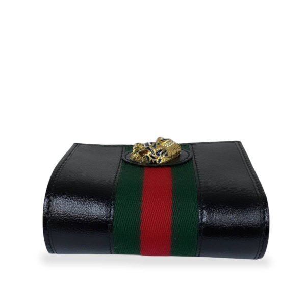 5 Gucci Raja Chain Compact Wallet Mini Leather Black