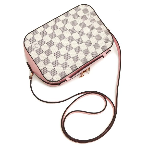 5 Louis Vuitton Santonge Shoulder Bag Diagonal Damier Azur Leather Audrose Pink