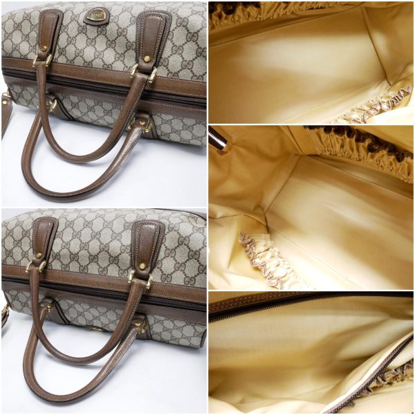 5 Gucci Gold Metal Fittings Pigskin Brown Beige GG Boston Bag