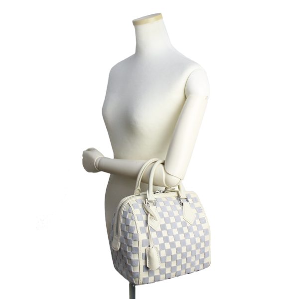 6 Louis Vuitton Damier Cubic Speedy Cube PM Handbag White Ladies