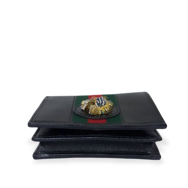 6 Gucci Raja Chain Compact Wallet Mini Leather Black