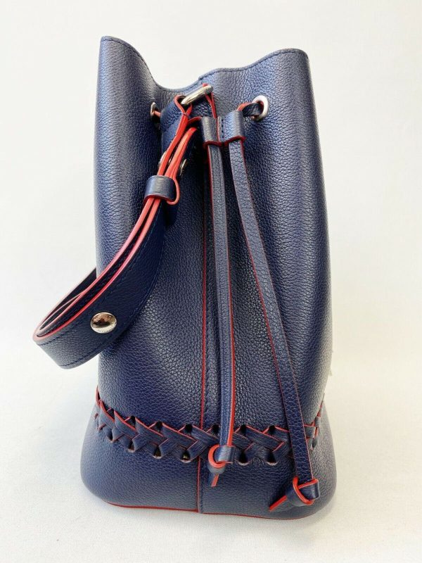 6 Louis Vuitton Lockme Bucket Navy Blue Calfskin Leather Drawstring Shoulder Bag