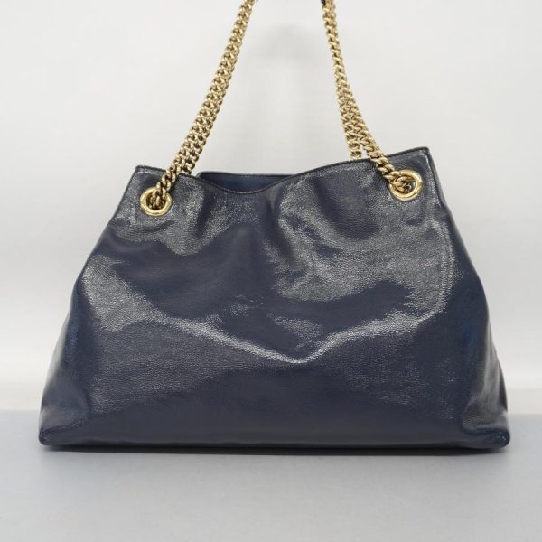 6 Gucci Soho Hardware Chain Shoulder Leather Navy Gold Shoulder Bag