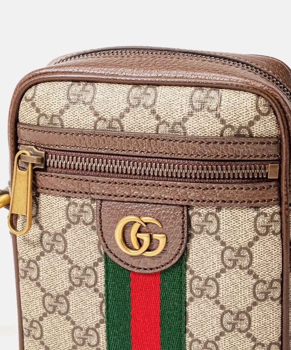 6 Gucci Ophidia Supreme Diagonal Leather Mini Nylon Brown GG Shoulder Bag