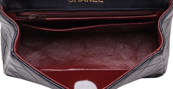 7 Chanel Mini Matelasse Turn Lock Single Flap Chain Handbag Lambskin Black