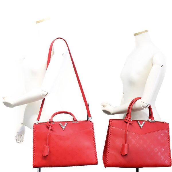 7 Louis Vuitton Monogram Very Zip Tote 2WAY Bag Ruby Red Ladies