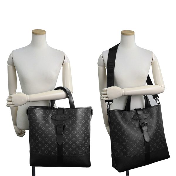 7 Louis Vuitton Saumur Tote Shoulder Bag Diagonal Monogram Eclipse Black