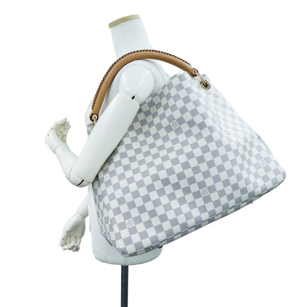 7 Louis Vuitton Damier Azur Artsy MM Shoulder Handbag Tote Bag White