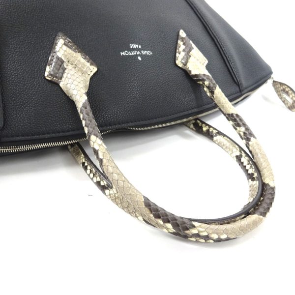 7 Louis Vuitton Parnacea Noir Lizard Lockit MM Handbag Black Gray Python Leather