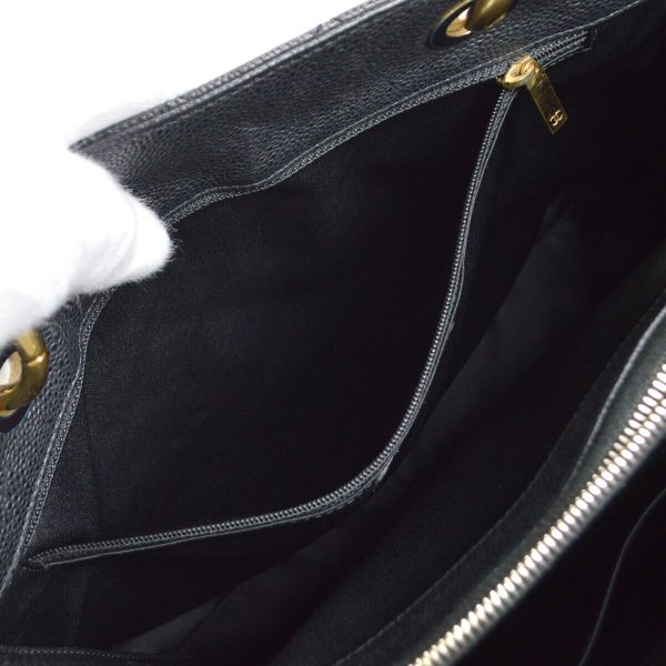 7 Chanel Grand Shopping Chain Black Leather Tote Bag Handbag