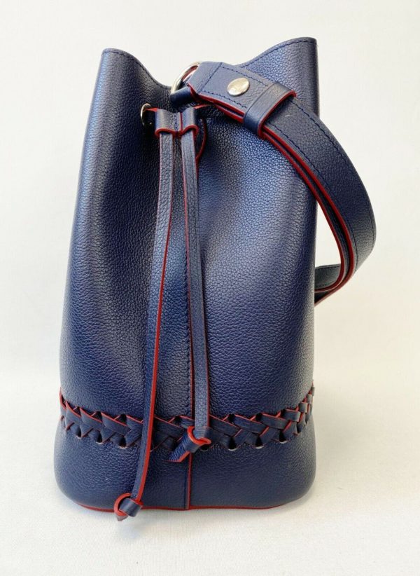 7 Louis Vuitton Lockme Bucket Navy Blue Calfskin Leather Drawstring Shoulder Bag