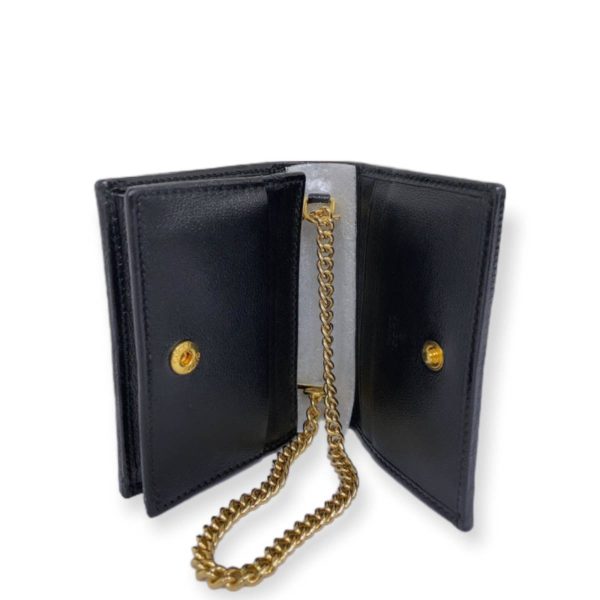 8 Gucci Raja Chain Compact Wallet Mini Leather Black