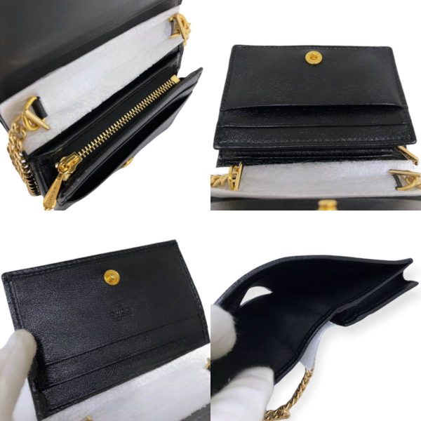 9 Gucci Raja Chain Compact Wallet Mini Leather Black