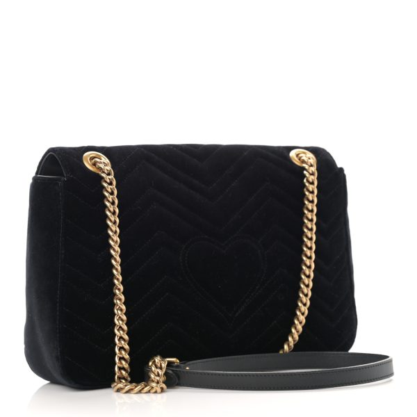 9a02b5578cb317608a104511ecca7b5f GUCCI Velvet Matelasse Medium GG Marmont Shoulder Bag Black