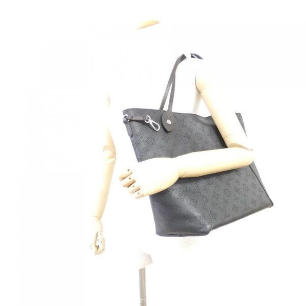 s l1600 Louis Vuitton Hina MM Mahina Leather Shoulder Bag Black