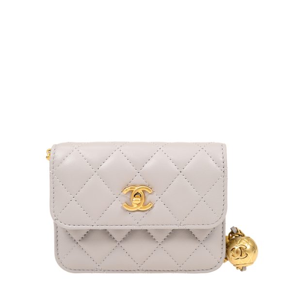 1 Chanel Chain Lambskin Gray Shoulder Bag